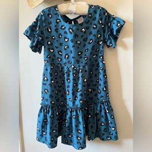 Wonder Nation little girls dress Size S 6-6x blue and black leopard print